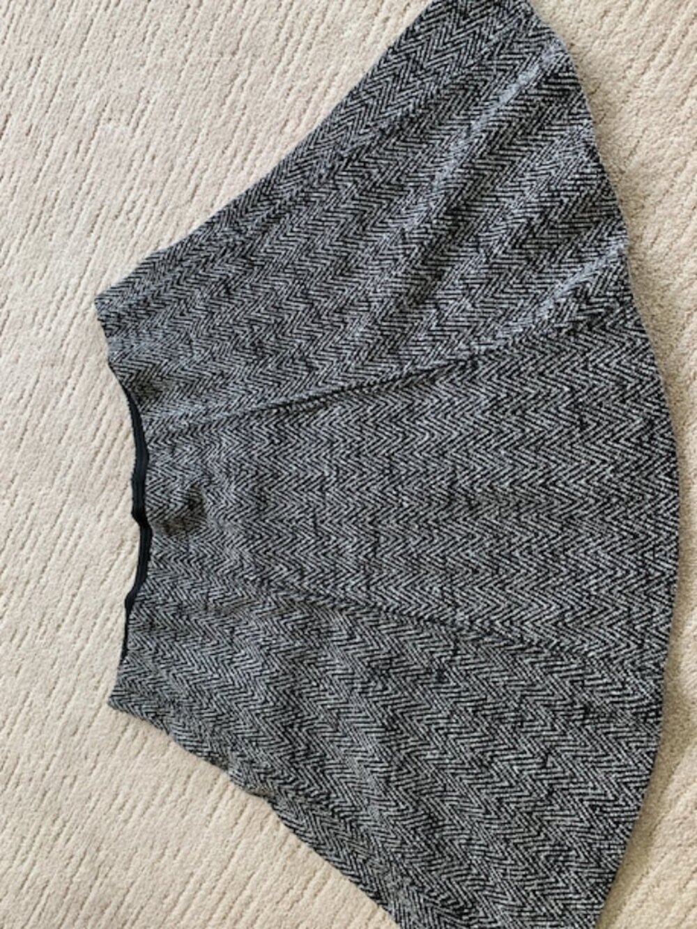 LOFT Tweed Herringbone Chevron Stretch Knit Flare Skirt XL
